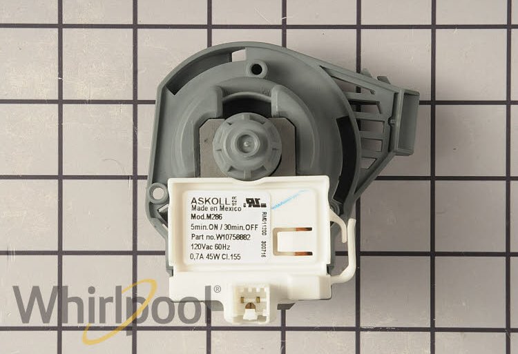 Whirlpool Dishwasher Drain Pump & Motor Assembly - W10914557 , Replaces: W10724438 W10758882 4455101 AP6034532 PS11769898 EAP11769898 OEM PARTS WORLD
