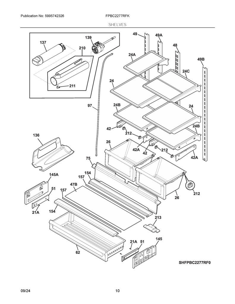 Frigidaire Refrigerator & Freezer Drawer Cover & Glass - 5304508761, Replaces: 5304508068