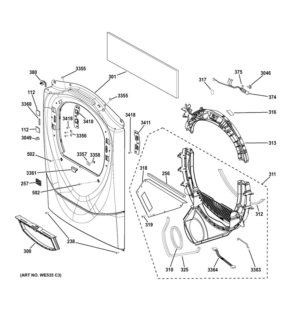 GE Dryer Drum Glide - WW02A00129
