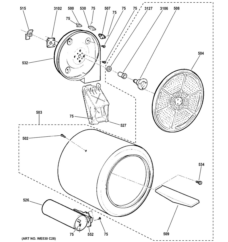 GE Dryer Bearing O-Ring - WG04F00001