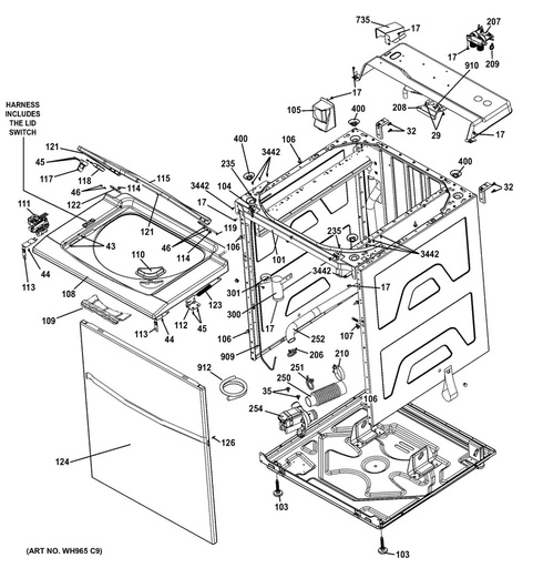 GE Dryer Top Panel Spring Clip - WW03A00013