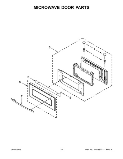 Whirlpool Microwave Door Glass Assembly, Stainless Steel - W10457801
