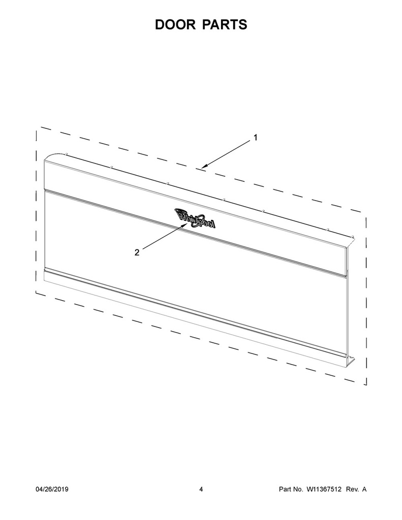 Whirlpool Microwave Door Assembly, White - W11210026