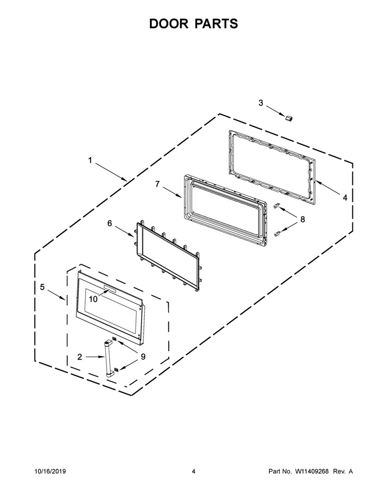 Whirlpool Microwave Door Assembly - W10893437