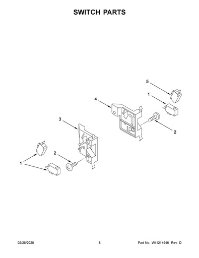 Whirlpool Microwave Micro Switch - W11397156, Replaces: 8185355