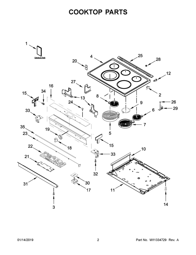 Whirlpool Range /Oven Control Panel - W11335274, Replaces: W10854344