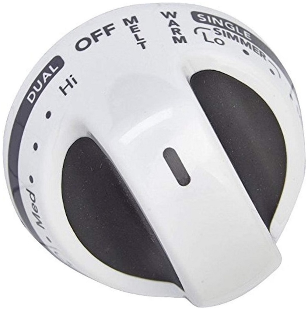 Whirlpool Range /Oven Burner Control Knob (White/Gray) - WPW10193253, Replaces: 9762764WH