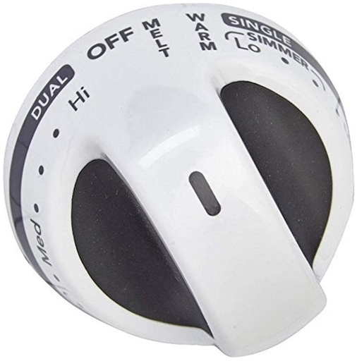 Whirlpool Range /Oven Burner Control Knob (White/Gray) - WPW10193253, Replaces: 9762764WH