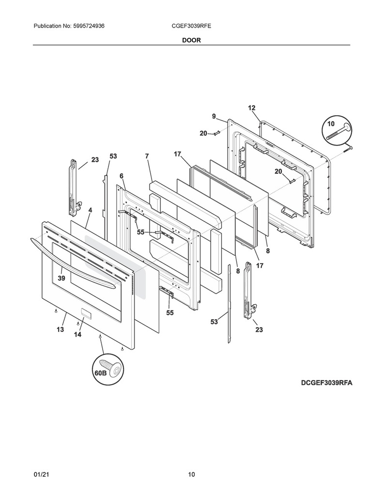 Frigidaire Range /Oven Oven Door Seal - 316405000, Replaces: 316405001
