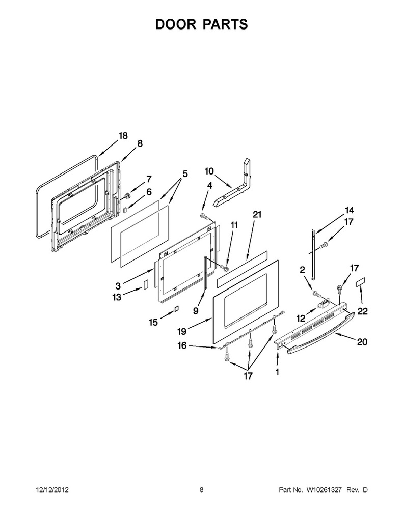 Whirlpool Range /Oven Oven Door Seal - WP7212P043-60, Replaces: 7212P034-60