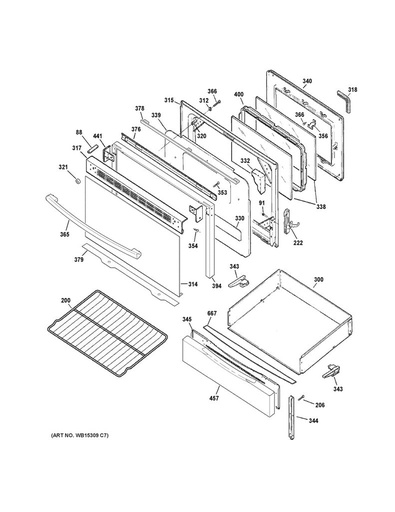 GE Range /Oven Range Outer Oven Door Panel & Glass, White - WS01L11511