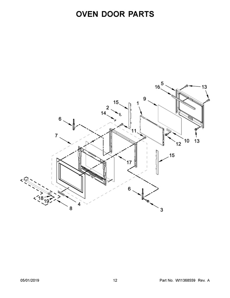 Whirlpool Range /Oven Outer Door Glass (Stainless) - W11354870, Replaces: W10615236
