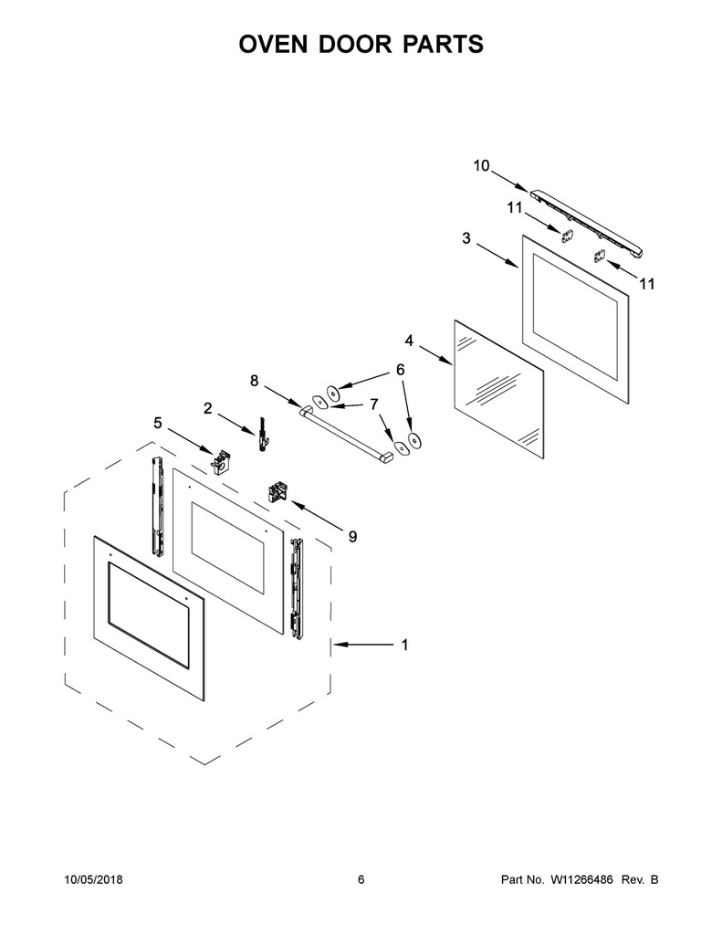 Whirlpool Range /Oven Range Oven Glass Door Assembly - W11267734