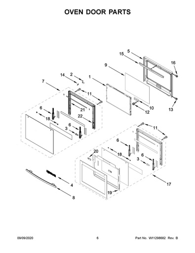 Whirlpool Range /Oven Range Inner Door Glass - W10829001