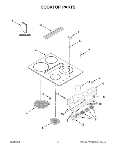 Whirlpool Range /Oven Range Main Cooktop Glass, Black - W11051485