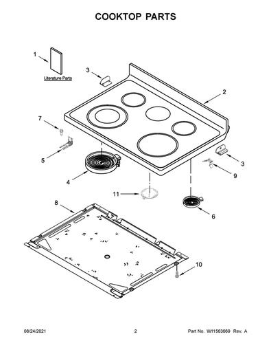 Whirlpool Range /Oven Main Glass Cooktop (Black) - W11548507, Replaces: W11527499