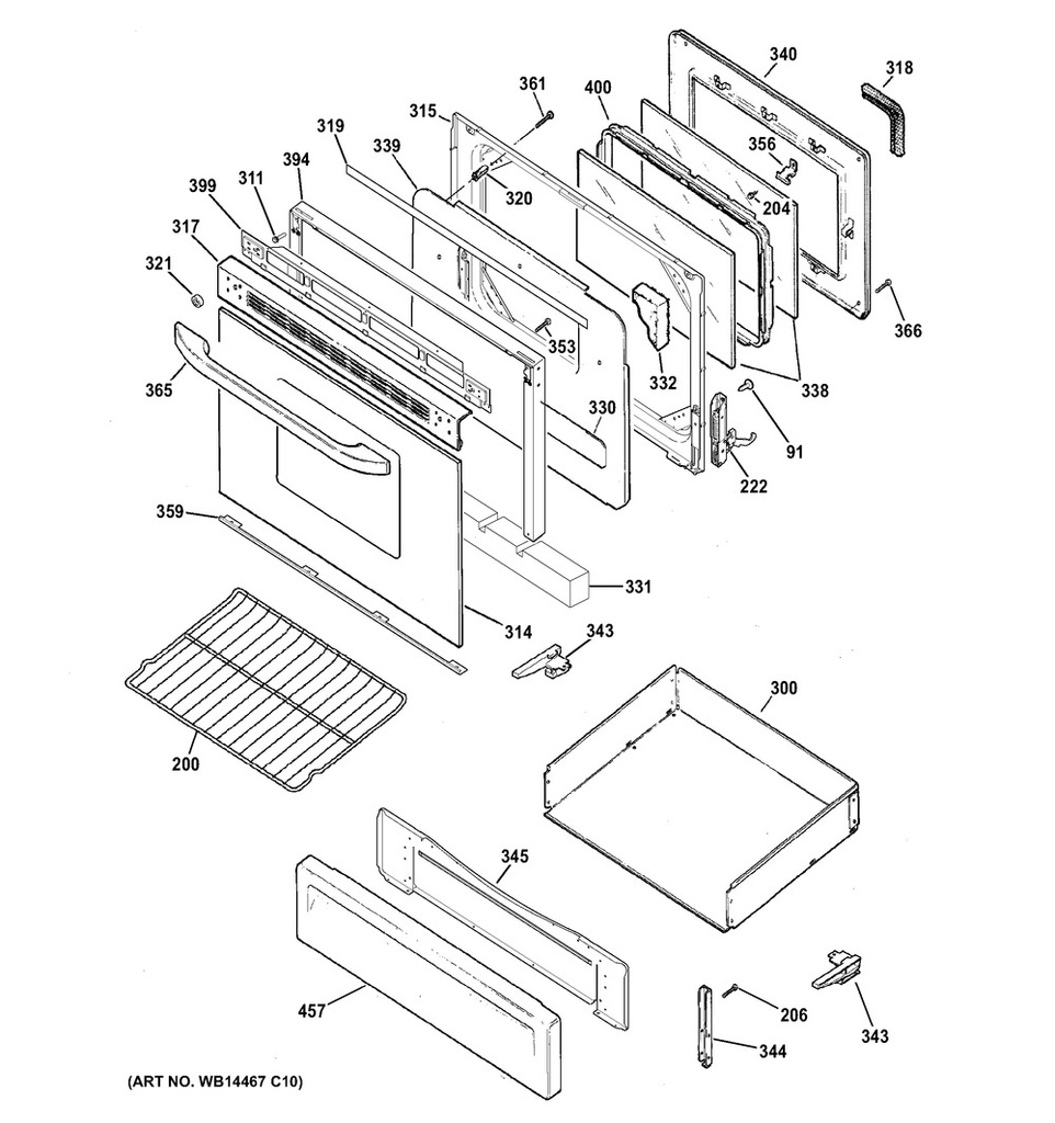GE Range /Oven Range Oven Door Handle, White - WS01L03221