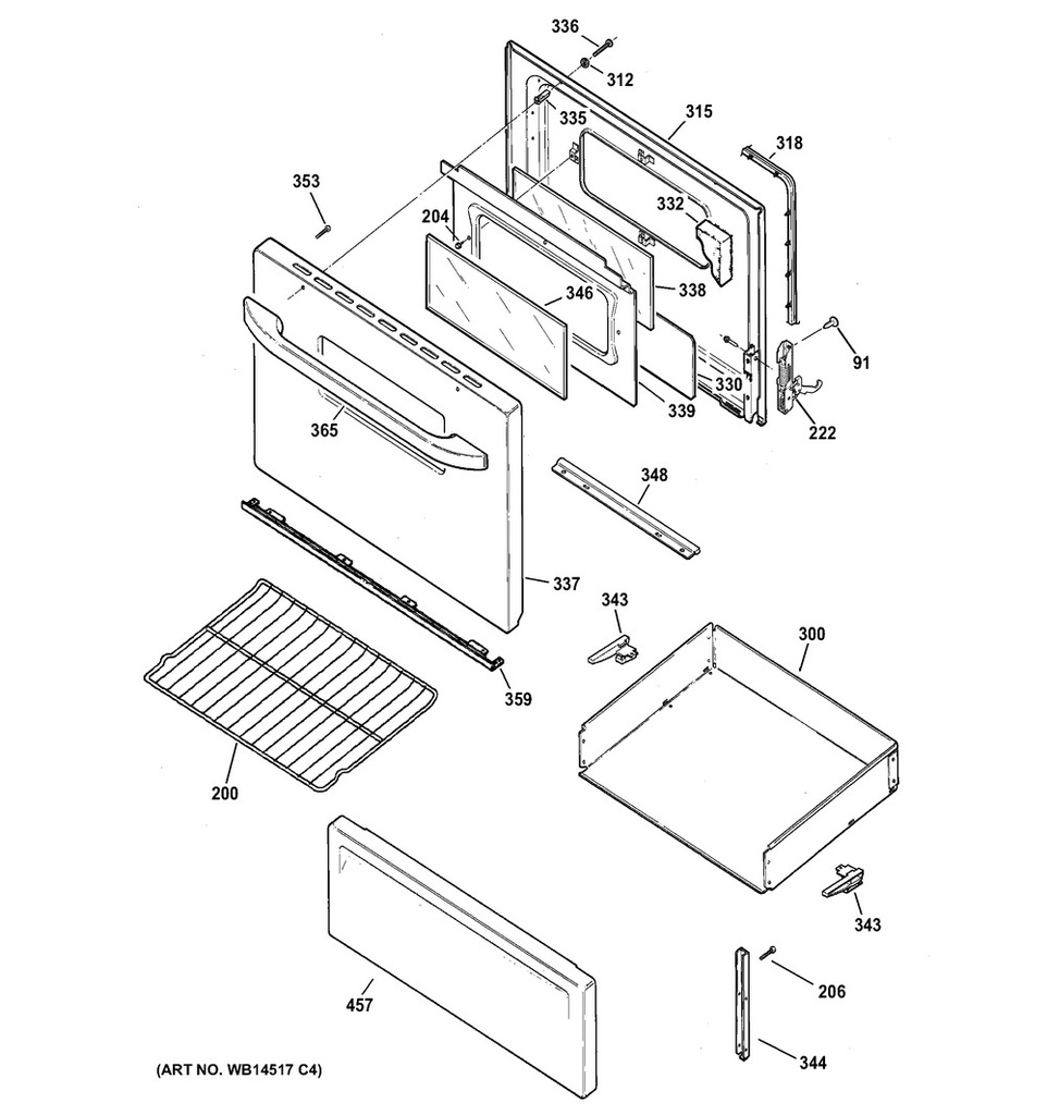 GE Range /Oven Range Oven Door Handle, White - WS01L03217