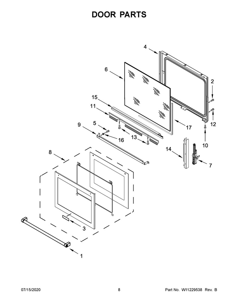 Whirlpool Range /Oven Oven Door Handle - W11104399, Replaces: W10551000