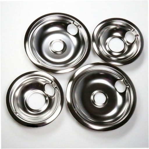 Whirlpool Range /Oven Chrome Drip Bowl Kit - W10278125, Replaces: 0312850