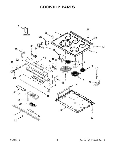 Whirlpool Range /Oven Range Main Cooktop Glass - W10814038