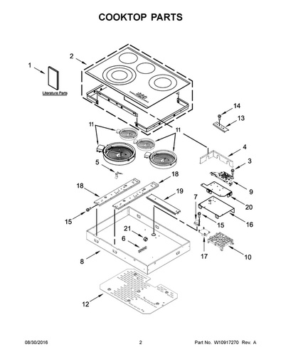 Whirlpool Range /Oven Range Main Cooktop, Black - W10581108