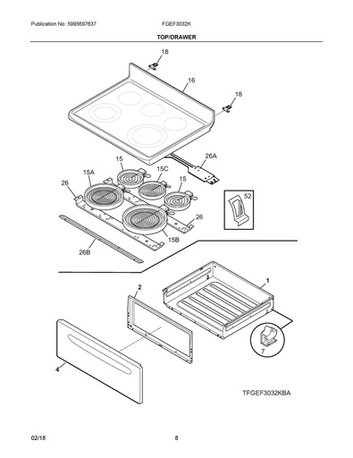 Frigidaire Range /Oven Main Glass Cooktop (Black) - 316531953, Replaces: 318394212