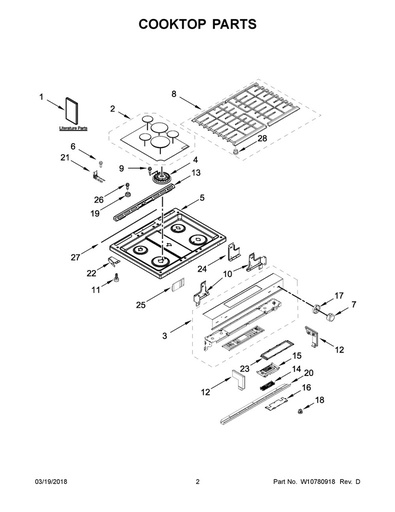 Whirlpool Range /Oven Main Cooktop (Black) - W10795406, Replaces: W10536181