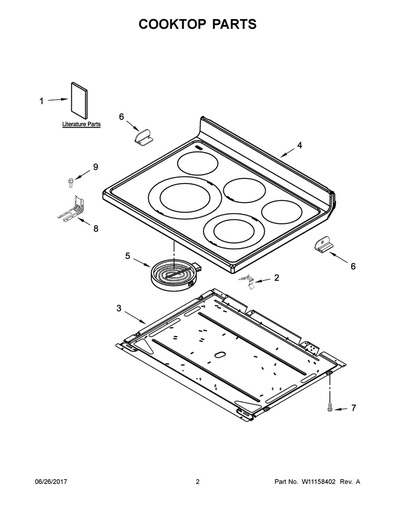 Whirlpool Range /Oven Glass Main Top (White) - W10472036, Replaces: W10380664