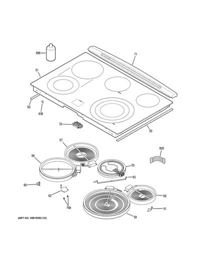 GE Range /Oven Range Glass Cooktop, Black - WG02L08014