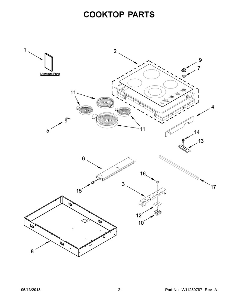 Whirlpool Range /Oven Range Main Cooktop, 4 Burner - W11260701