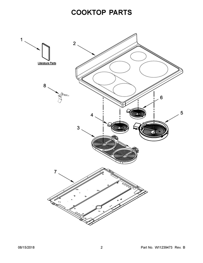 Whirlpool Range /Oven Main Glass Cooktop (Black) - W11132188, Replaces: W10902186