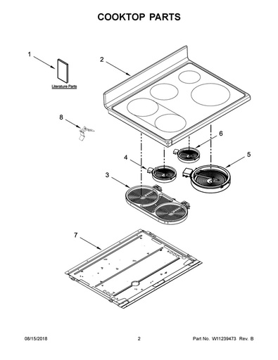 Whirlpool Range /Oven Main Glass Cooktop (Black) - W11132188, Replaces: W10902186