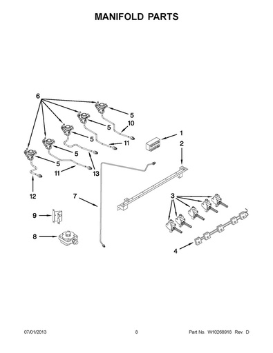 Whirlpool Range /Oven Orifice Holder & Ignitor (5K) - WP7527P023-60, Replaces: 74007392
