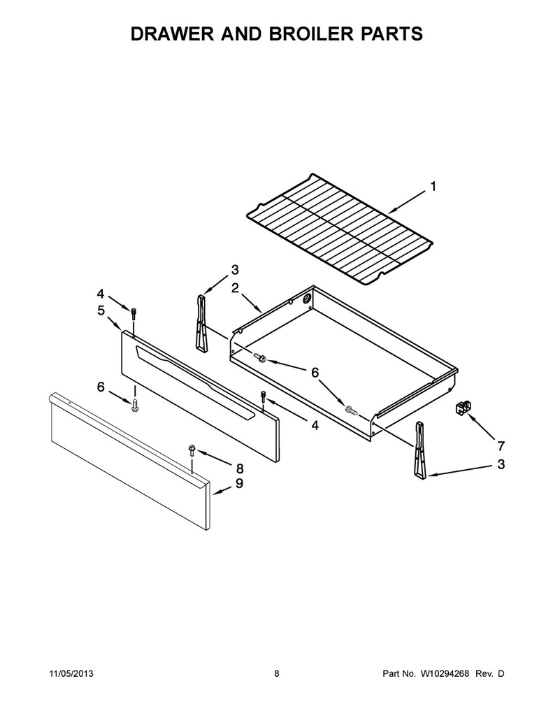 Whirlpool Range /Oven Drawer Glide - WP8053334, Replaces: 3195062