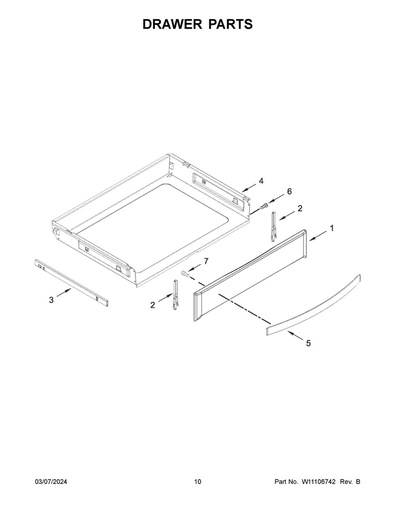 Whirlpool Range /Oven Drawer Slide Rail - WPW10441804, Replaces: W10441804