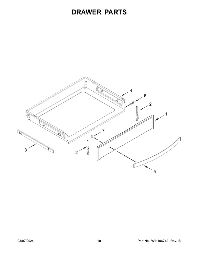 Whirlpool Range /Oven Drawer Slide Rail - WPW10441805, Replaces: W10441805