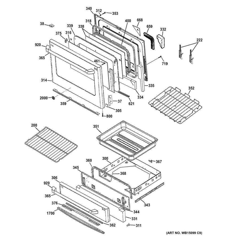 GE Range /Oven Range Drawer Frame and Slide Assembly - WS01L00773
