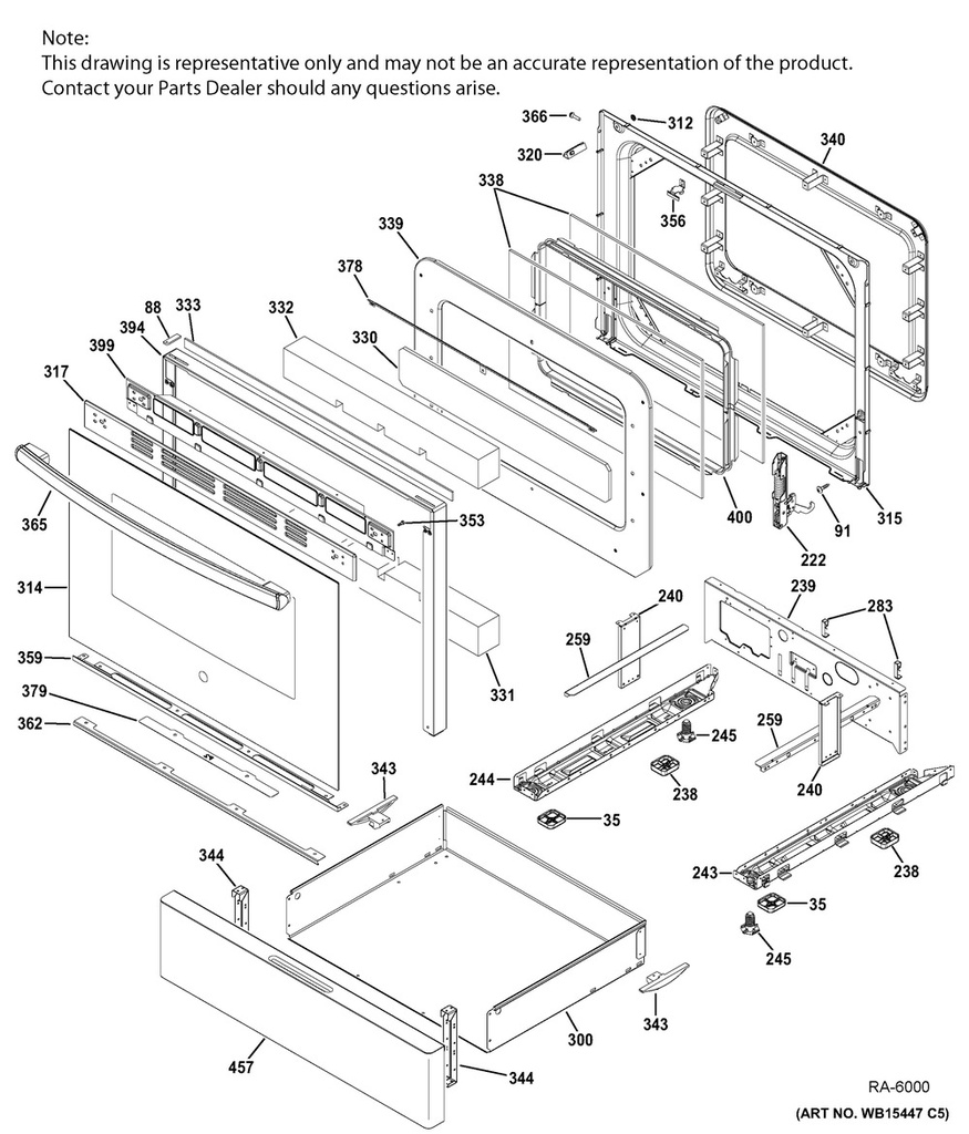 GE Range /Oven Range Storage Drawer Bracket, Left or Right - WS01A02439
