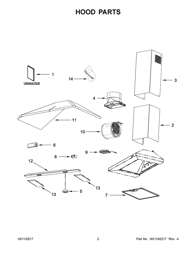 Whirlpool Range Hood Range Hood Blower Fan Motor - W10894839