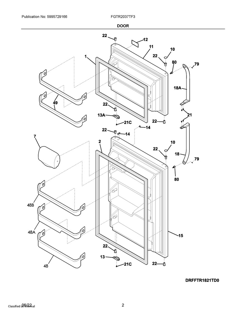 Frigidaire Refrigerator Door Shelf Bin (Top) - 240338001, Replaces: 240338005