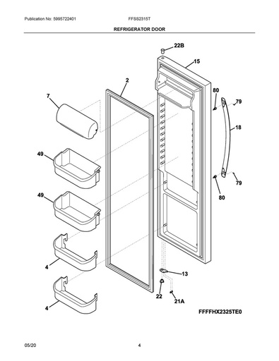 Frigidaire Refrigerator 2 Liter Door Bin (Lower) - 240363702, Replaces: 240363704