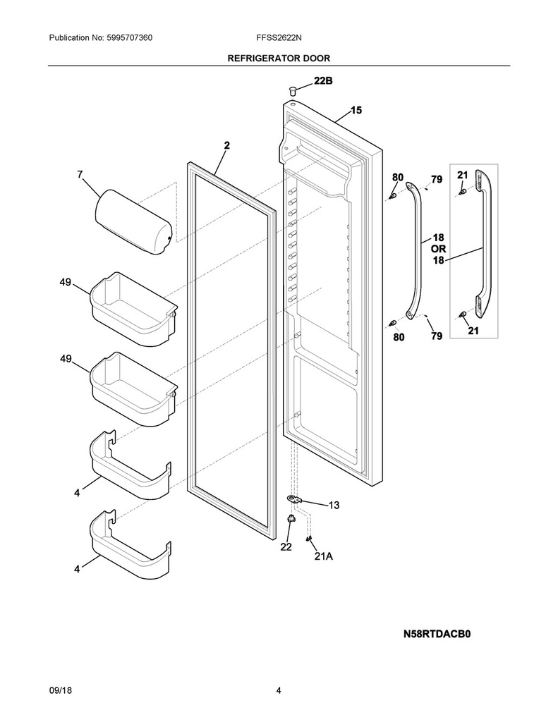 Frigidaire Refrigerator Lower Door Shelf Bin - 240323001, Replaces: 240323007