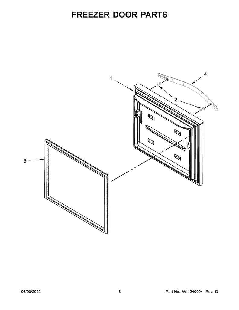 Whirlpool Refrigerator Refrigerator Freezer Door Gasket, Gray - W10836785
