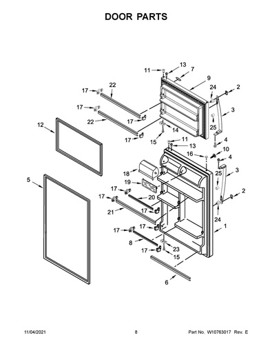 Whirlpool Refrigerator Refrigerator Door Gasket - W11030683