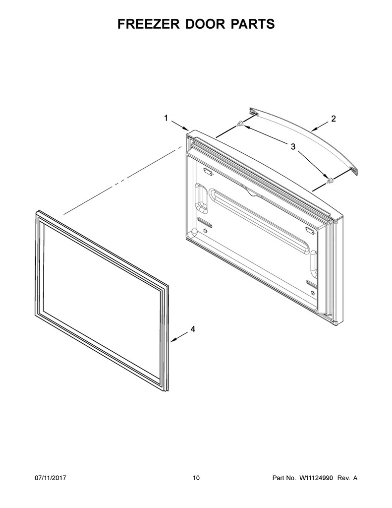 Whirlpool Refrigerator Refrigerator Freezer Door, Stainless Steel - W10910835