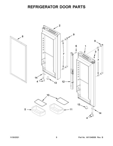 Whirlpool Refrigerator Refrigerator Door Assembly, Right Hand, Stainless - 13094739SQ