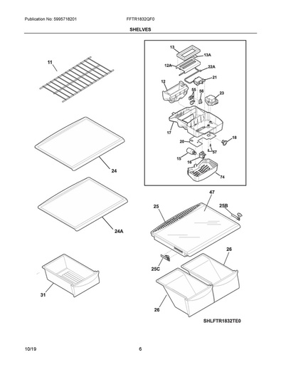 Frigidaire Refrigerator Sliding Shelf w/ Pan Hanger & Glass - 240358926, Replaces: 240358901