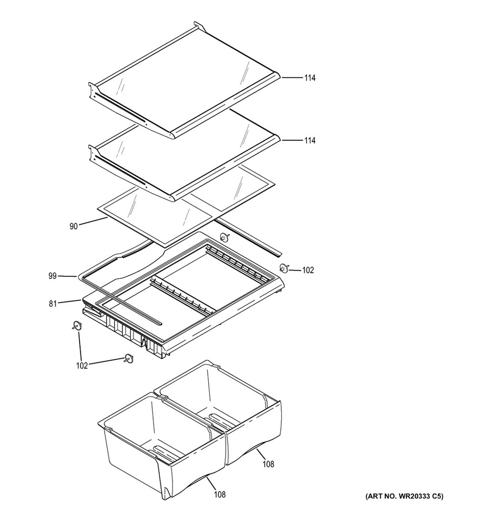 GE Refrigerator Refrigerator Crisper Drawer, Clear - WR01L03054