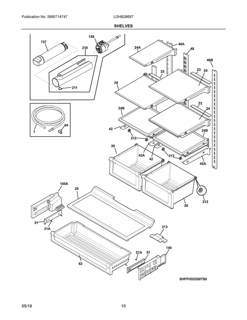 Frigidaire Refrigerator Drawer Cover W/Glass - 5304508067, Replaces: 5304508410